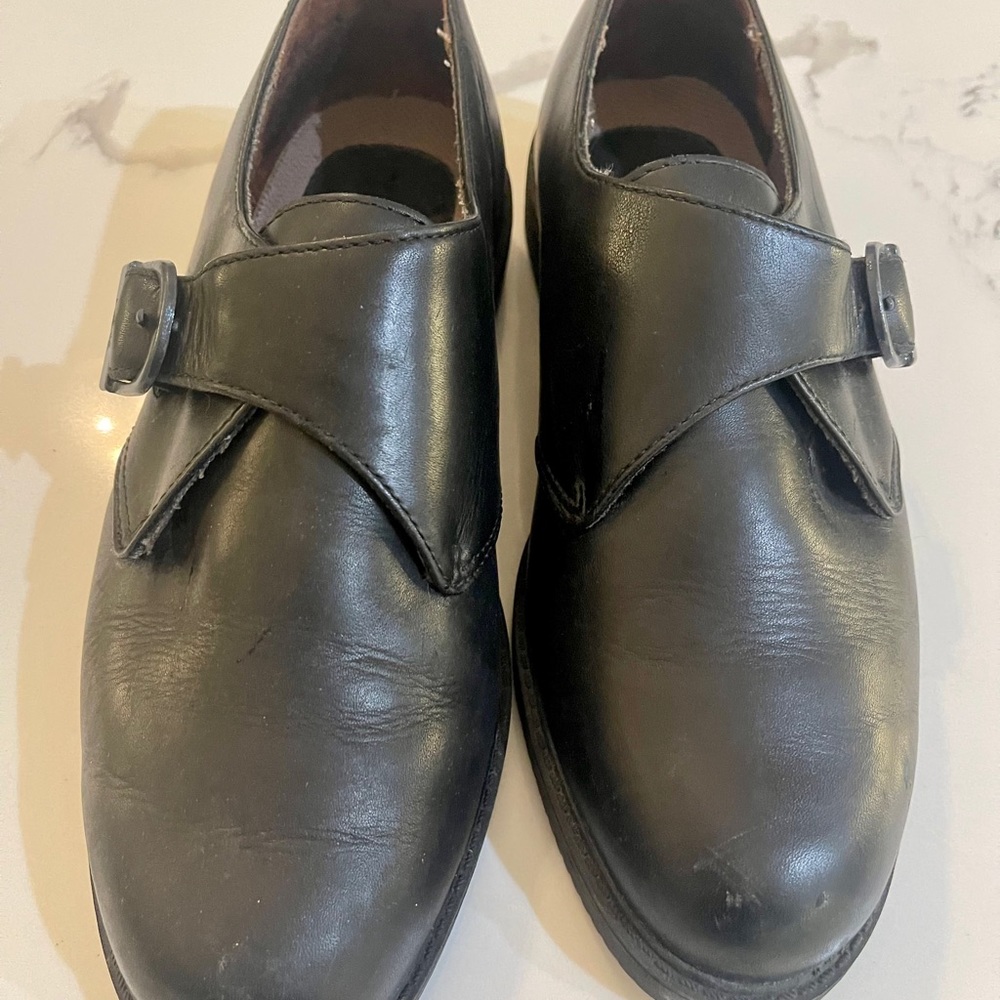 Bass Mens Black Buckle Buckle Leather Loafer Size  8.5